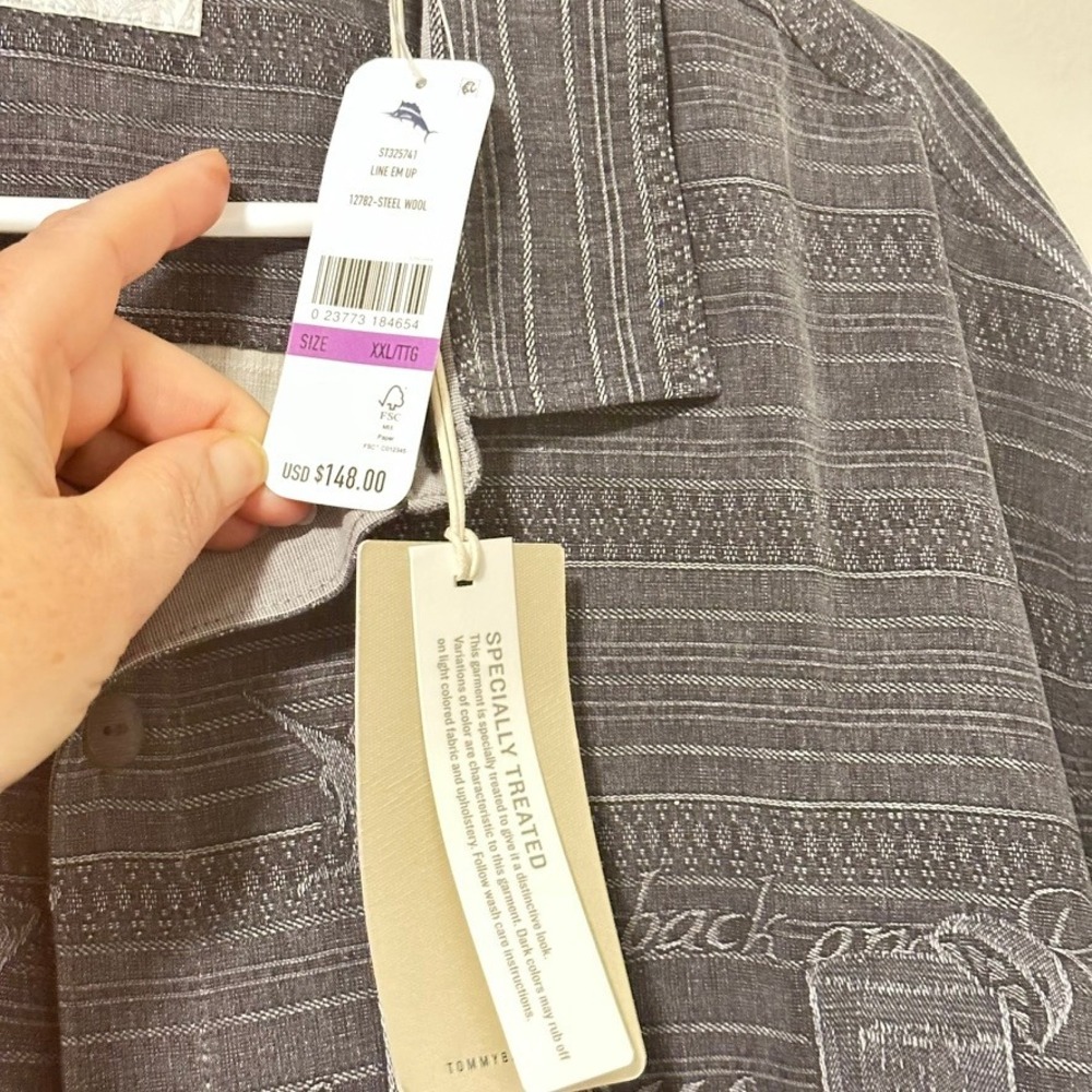Tommy Bahama Mens XXL Line Em Up Shirt Steel Wool Grey Cocktail Graphic NWT - Picture 6 of 12